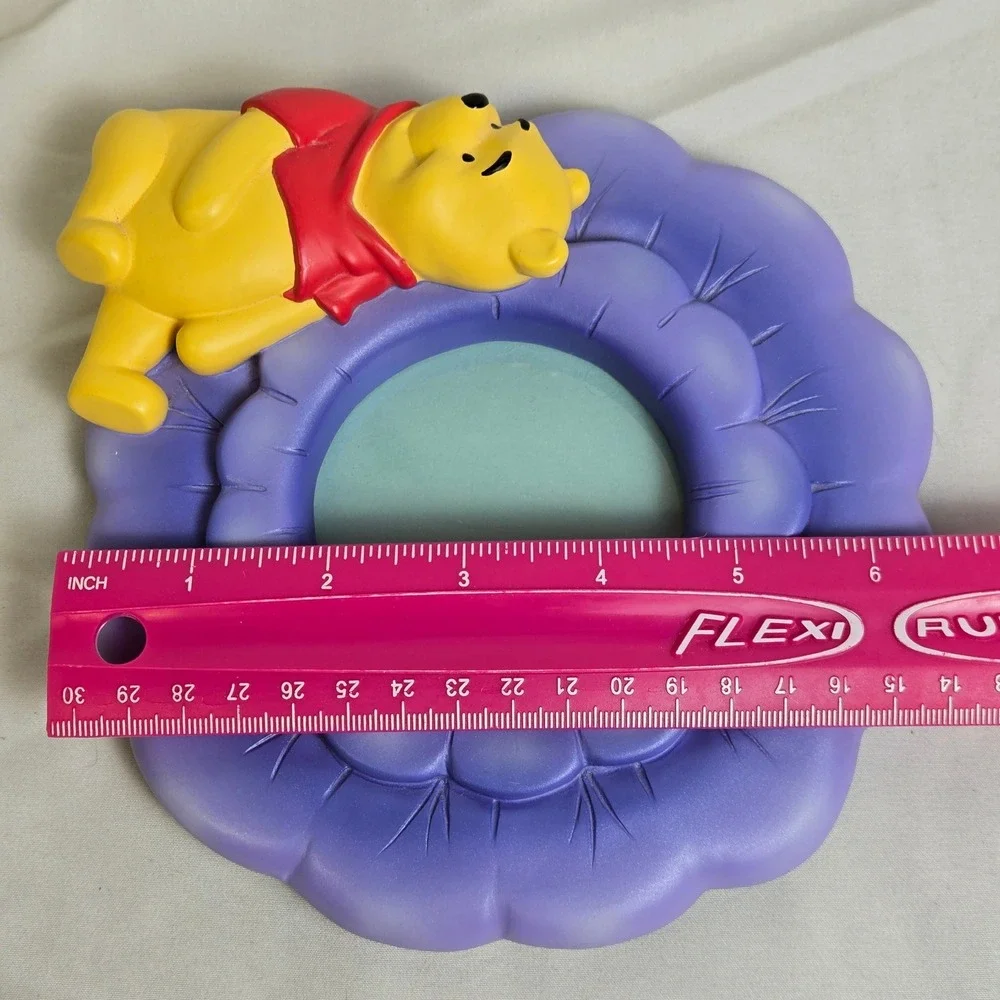 Disney Store Winnie The Pooh 3D Picture Frame Purple Flower Shape Vintage 6.5